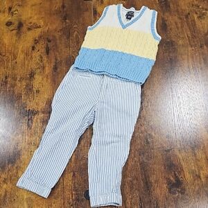 Vest & Seersucker Boy Set Sz 24 Months Easter Spring Prep Preppy Classic Toddler
